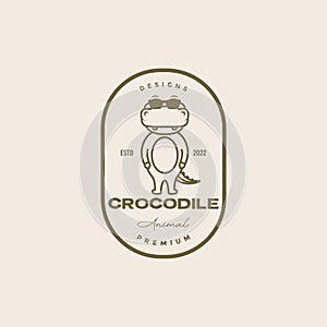 Cool crocodile with sunglasses logo design vector graphic symbol icon illustration creative idea