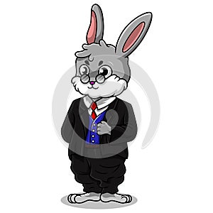 Cool Cute Rabbit wearing a suit and glasses
