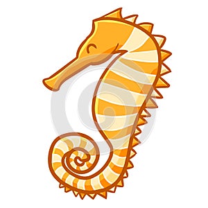 Cool and cute yellow orange seahorse smiling