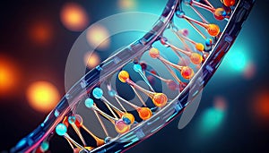 Cool 3d Dna structure molecules on a bright light blue colored background design