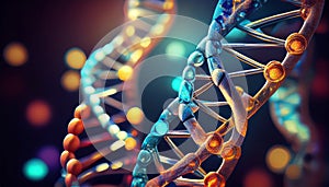 Cool 3d Dna structure molecules on a bright light blue colored background design