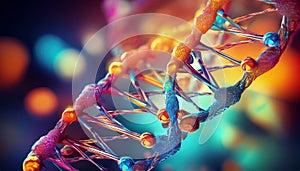 Cool 3d Dna structure molecules on a bright light blue colored background design