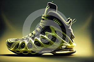 Cool designer sport sneakers shoes concept idea. Creative footwear innovative fashion style. Ai generated