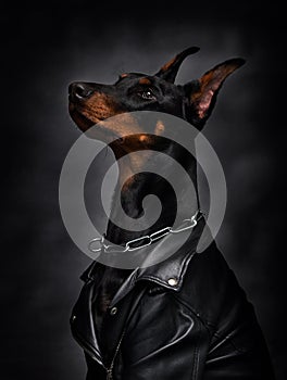 cool dog on a black background