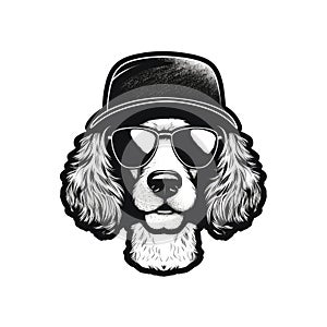 Cool Dog Eyeglasses Isolated, Funny Dogs for Print, AI Generative Illustration