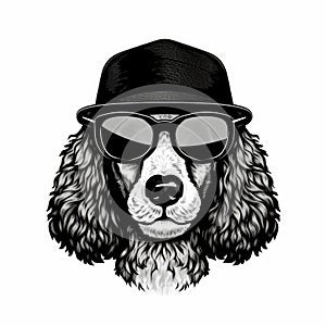 Cool Dog Eyeglasses Isolated, Funny Dogs for Print, AI Generative Illustration