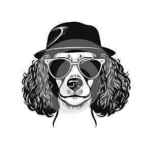 Cool Dog Eyeglasses Isolated, Funny Dogs for Print, AI Generative Illustration