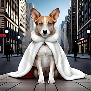 Cool dog wearing a furcoat - ai generated image