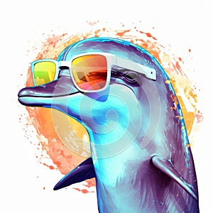 Cool Dolphin In Sunglasses: Retro Speedpainting With Pigeoncore Vibes photo