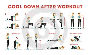 Cool down after workout exercise set. Collection