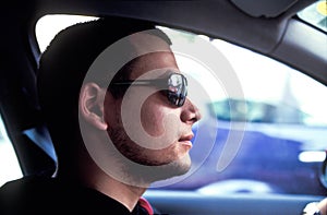 Cool driver with sunglasses