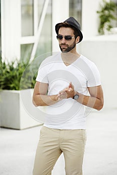 Cool dude in white with shades