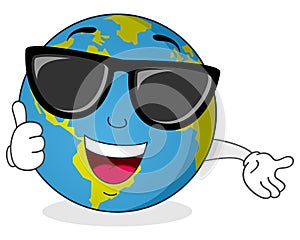 Cool Earth Character with Sunglasses