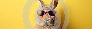 Cool Easter Bunny with Pink Sunglasses: A Funny Holiday Greeting Card Animal Concept