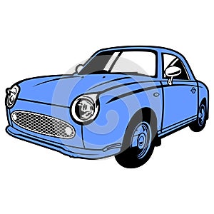 cool and elegant super classic car in baby blue colour vector art