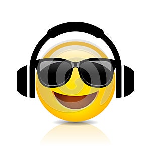 Cool emoji with headphones