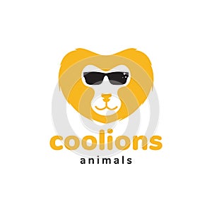 Cool face lion with sunglasses logo design vector graphic symbol icon sign illustration creative idea