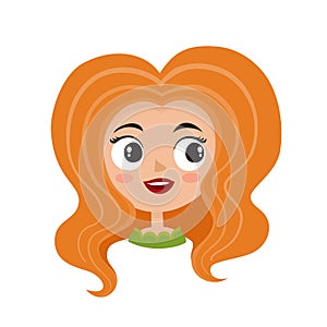 Cool female avatar. Portrait of glamorous woman with avant-garde hairstyle in cartoon style.