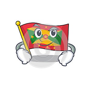 Cool flag grenada Scroll mascot character with Smirking face