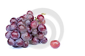 Cool fresh Bunch of red grapes on white backgrounds, Place for your text