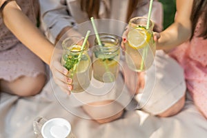 Cool freshly made lemonade and fruits