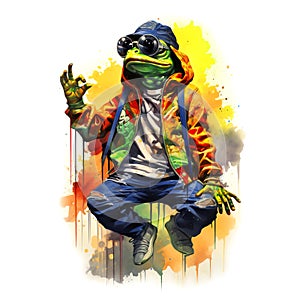Cool Frog on clean background, DTG Printing, DTF Transfer, Sublimation designs, Amphibian. Animals.
