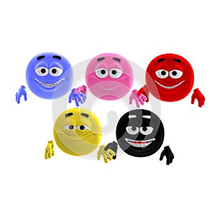 Cool and funny emoticon in all colors of the