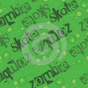 Cool and funny hand drawn zombie theme and skate seamless pattern vector