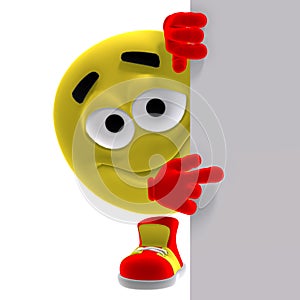 Cool and funny yellow emoticon says look here