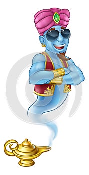 Cool Genie Magic Lamp Aladdin Pantomime Cartoon photo