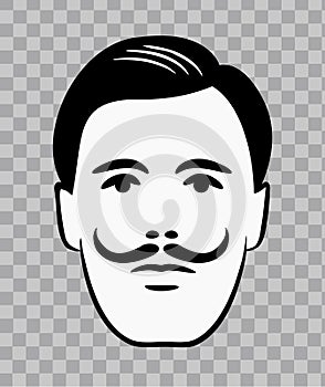 Cool Gentleman with with Moustache & Styled Hair Logo - Vector Illustration