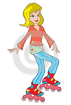 Cool girl on roller blades