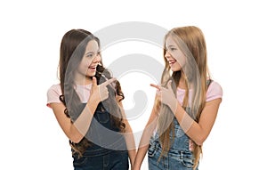 Cool girls. Sisterhood goals. Sisters kids isolated white background. Sisterly relationship. Sisterhood happiness. Girls