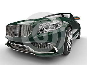Cool green modern expensive car - headlight closep shot photo