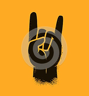 Cool hand gesture symbol. Heavy metal, rock vector illustration
