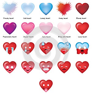 Cool Heart shapes Emoticons set 2