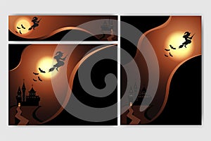 Cool Helloween background with witch full moon