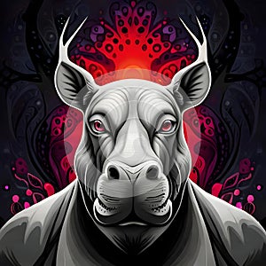 Cool hippo graphic style - ai generated image photo