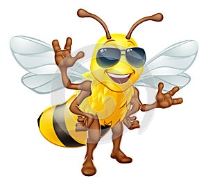 Cool Honey Bumble Bee in Sunglasses Cartoon