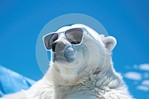 cool icebear with sunglasses AI generated