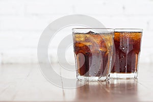 Cool iced soft drink cola carbonated liquid fresh food with sod