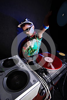 Cool kid DJ in action