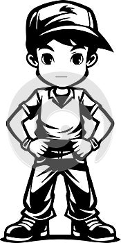 Cool Kid: Trendy Boy Vector White Background