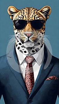 Cool leopard wearing sunglasses