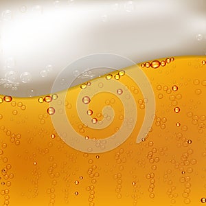 Cool liquid drink.Vector illustration of realistic light or dark beer