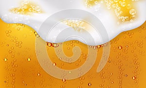 Cool liquid drink.Vector illustration of realistic light or dark beer