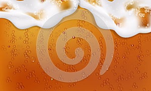 Cool liquid drink.Vector illustration of realistic light or dark beer