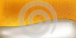 Cool liquid drink.Vector illustration of realistic light or dark beer