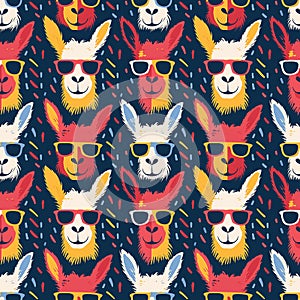 Cool Llamas with Sunglasses Funky Pattern