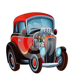 Cool looking cartoon hot rod isolated illustration